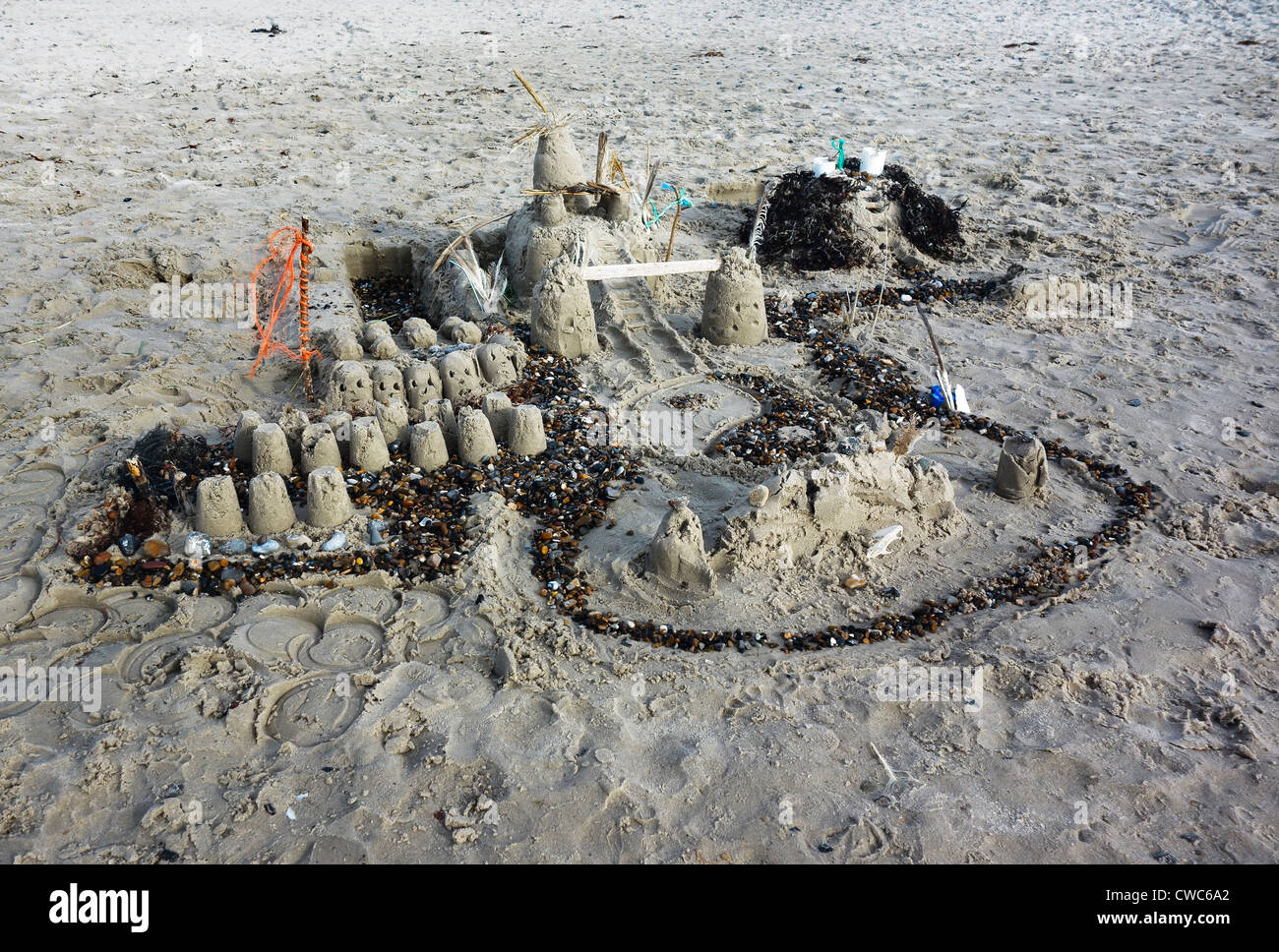 Château de sable sur la plage de Henne au Danemark Banque D'Images