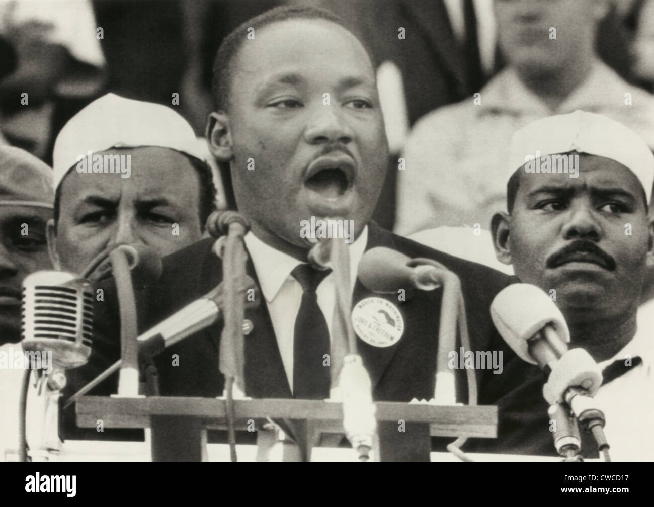 Marche sur Washington. Martin Luther King livre son célèbre "J'ai fait un rêve" discours du marches du Lincoln Memorial. Banque D'Images