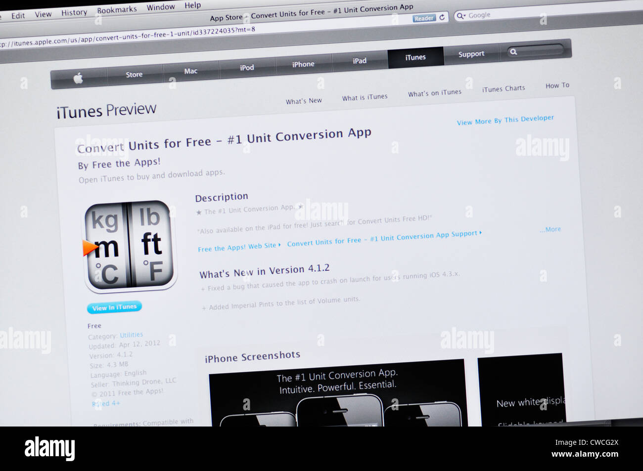 Site web app convertisseur - conversion d'unité Banque D'Images