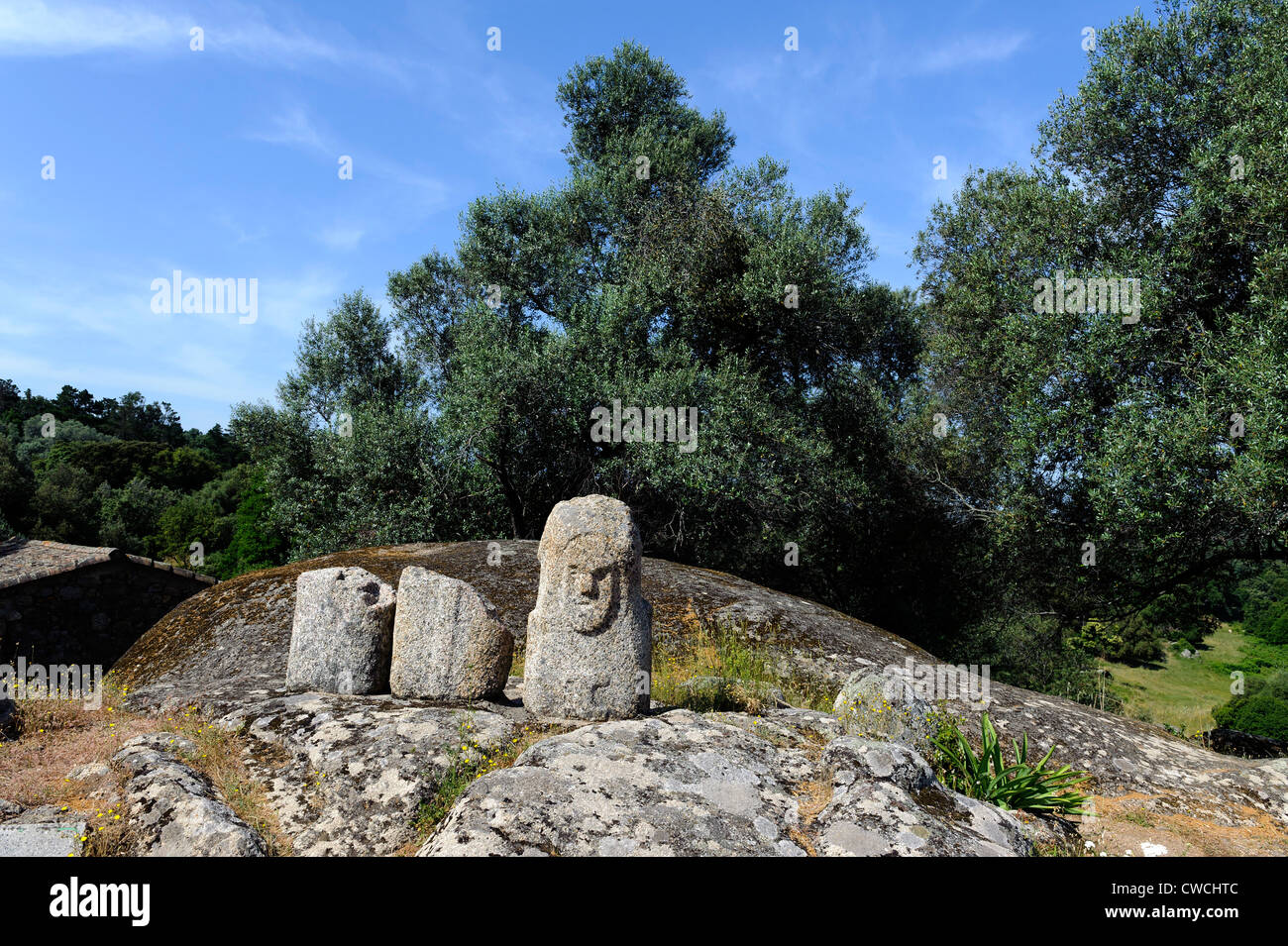 Prehistorc Excavation de Filitosa, Menhir Filitosa VI, Corse, France Banque D'Images