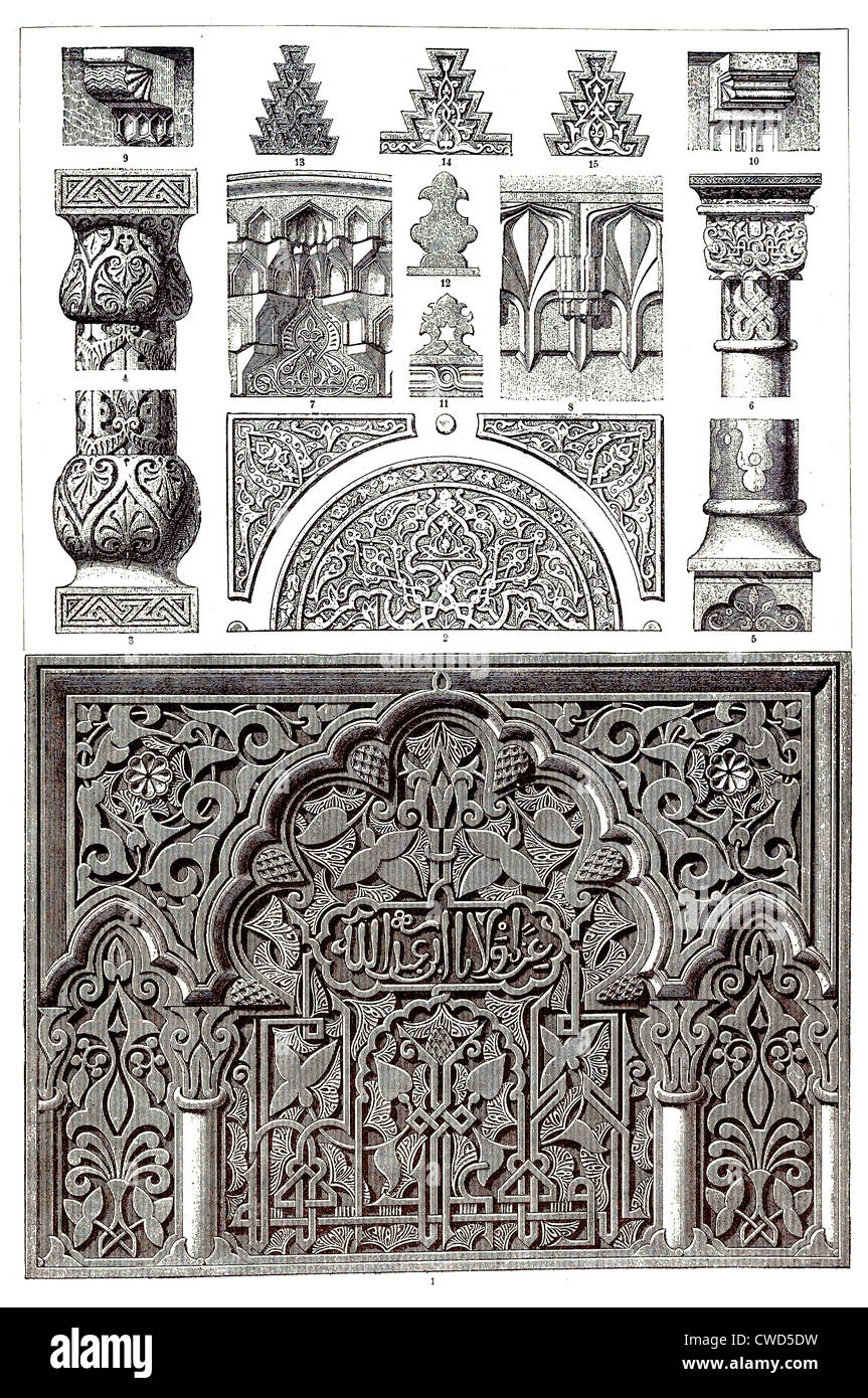 Arabic-Moorish Mauresque des ornements architecturaux Banque D'Images