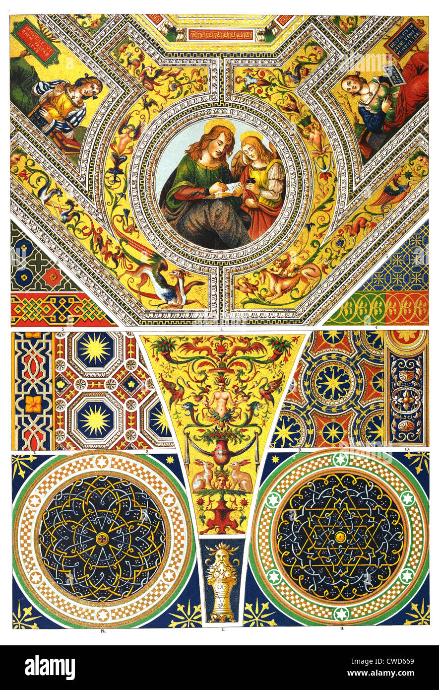 Plafond peint italien de la Renaissance Banque D'Images