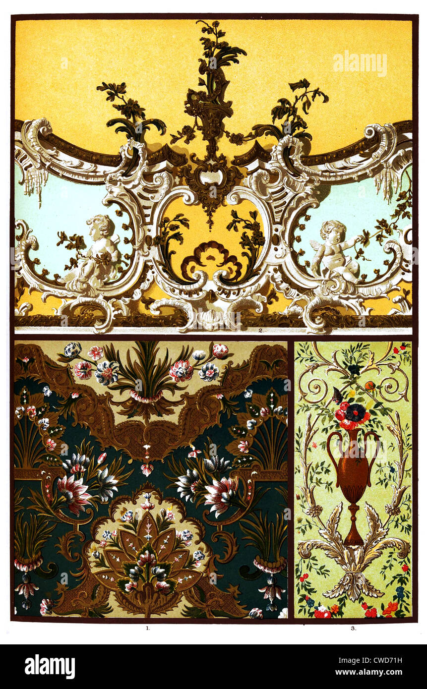 Xvii et XVIII. Siècle, murs et plafond en stuc décorations Banque D'Images