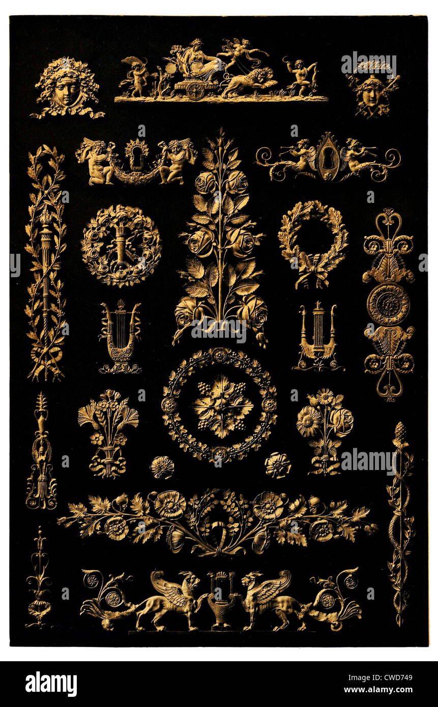 XIX. Empire siècle ornements métalliques Banque D'Images