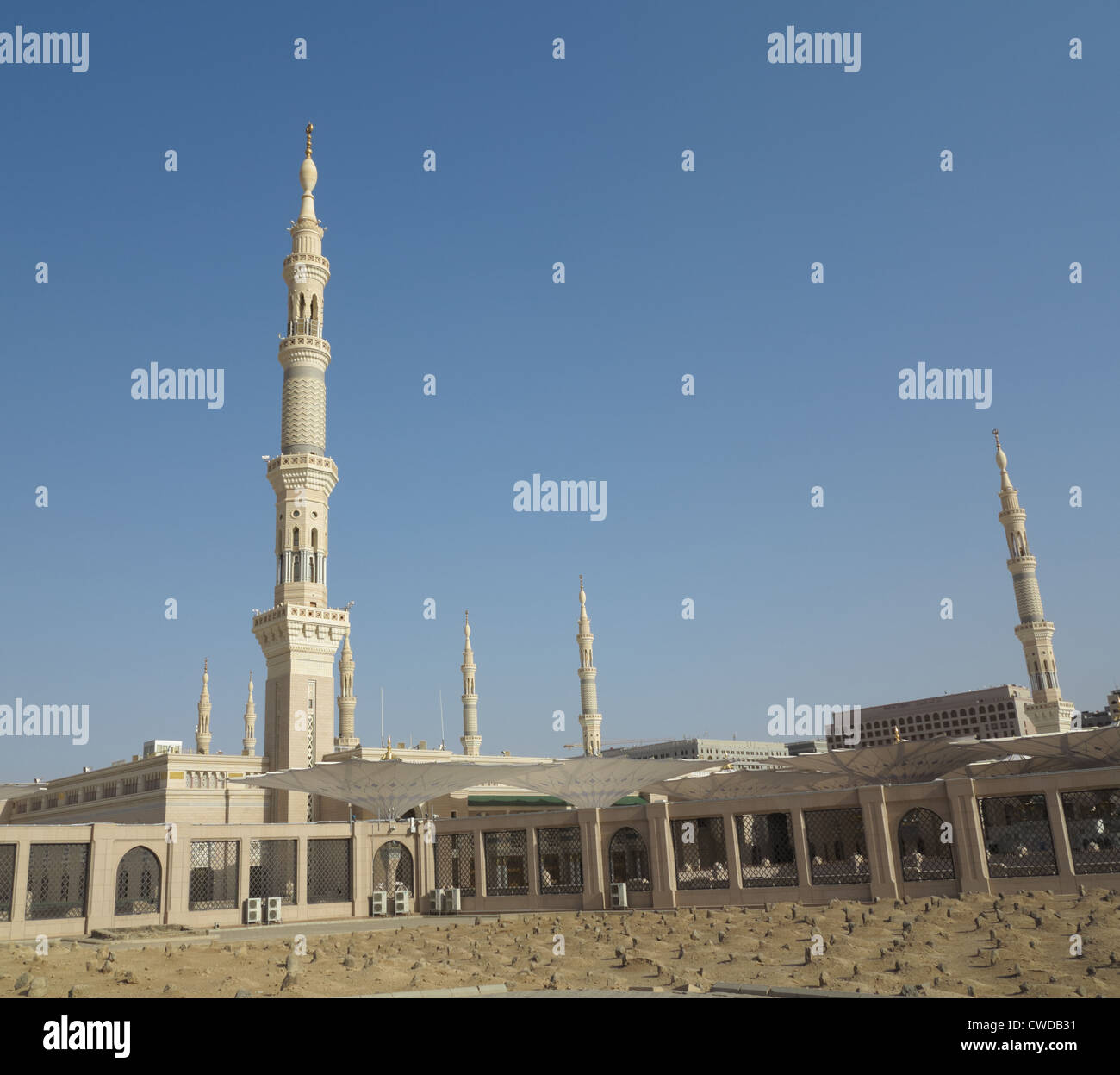 Vue d'une mosquée Nabawi du cimetière Baqi', Al Madinah, Arabie Saoudite Banque D'Images
