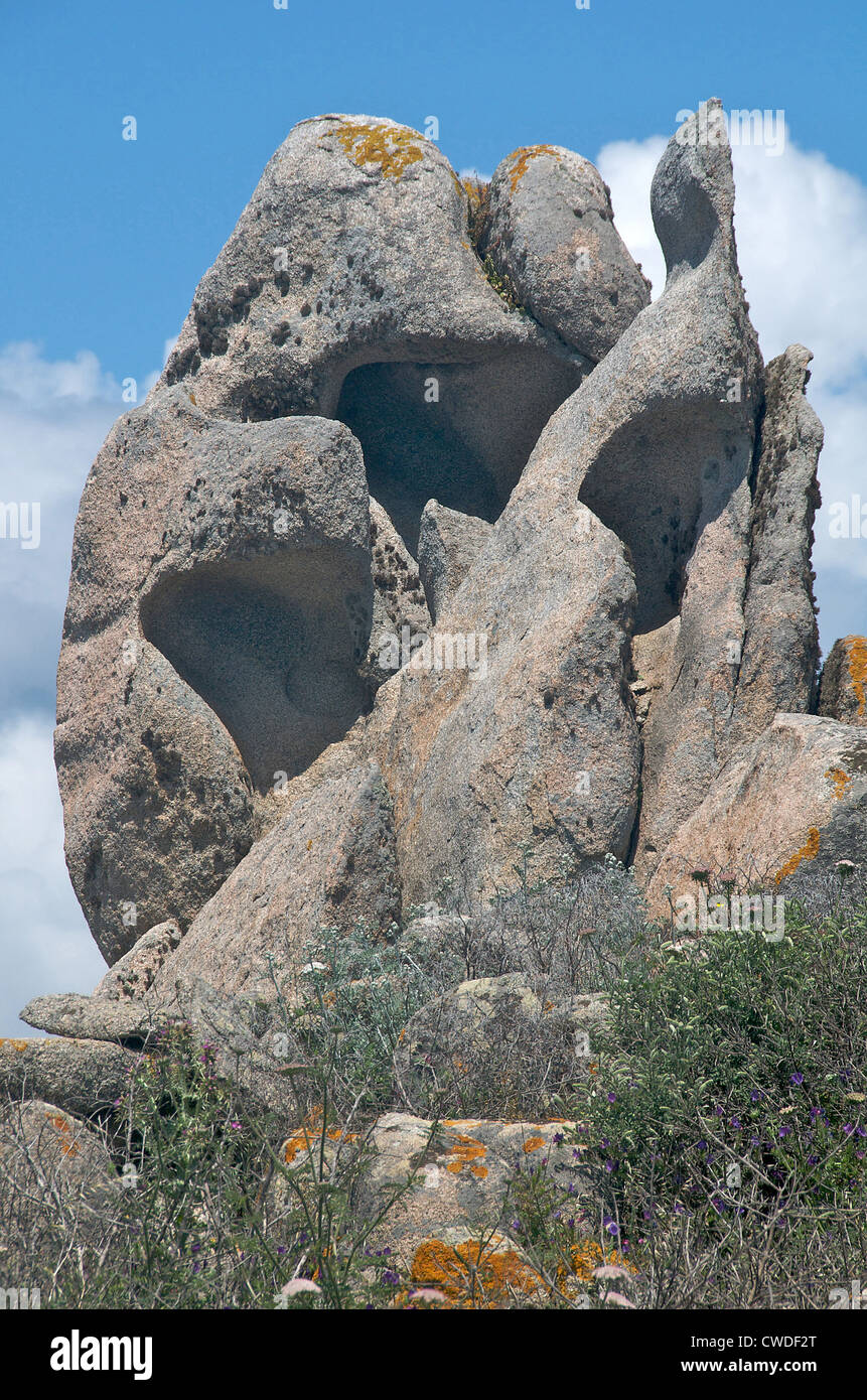 Des rochers géants iles Lavezzi Corse du Sud France Banque D'Images