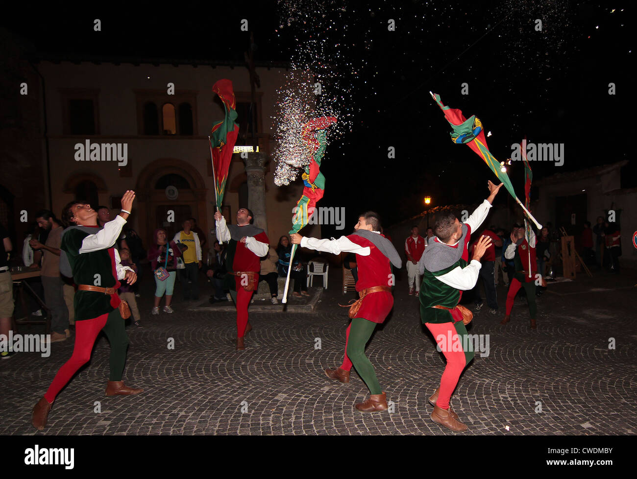 Fête médiévale dans village de montagne d'Amatrice en Latium Italie Banque D'Images