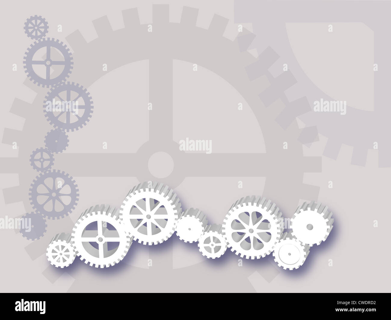 Une ligne d'engins forme un réseau complexe d'une tringlerie mécanique sur un fond gris argent dans ce bold vector illustration Banque D'Images