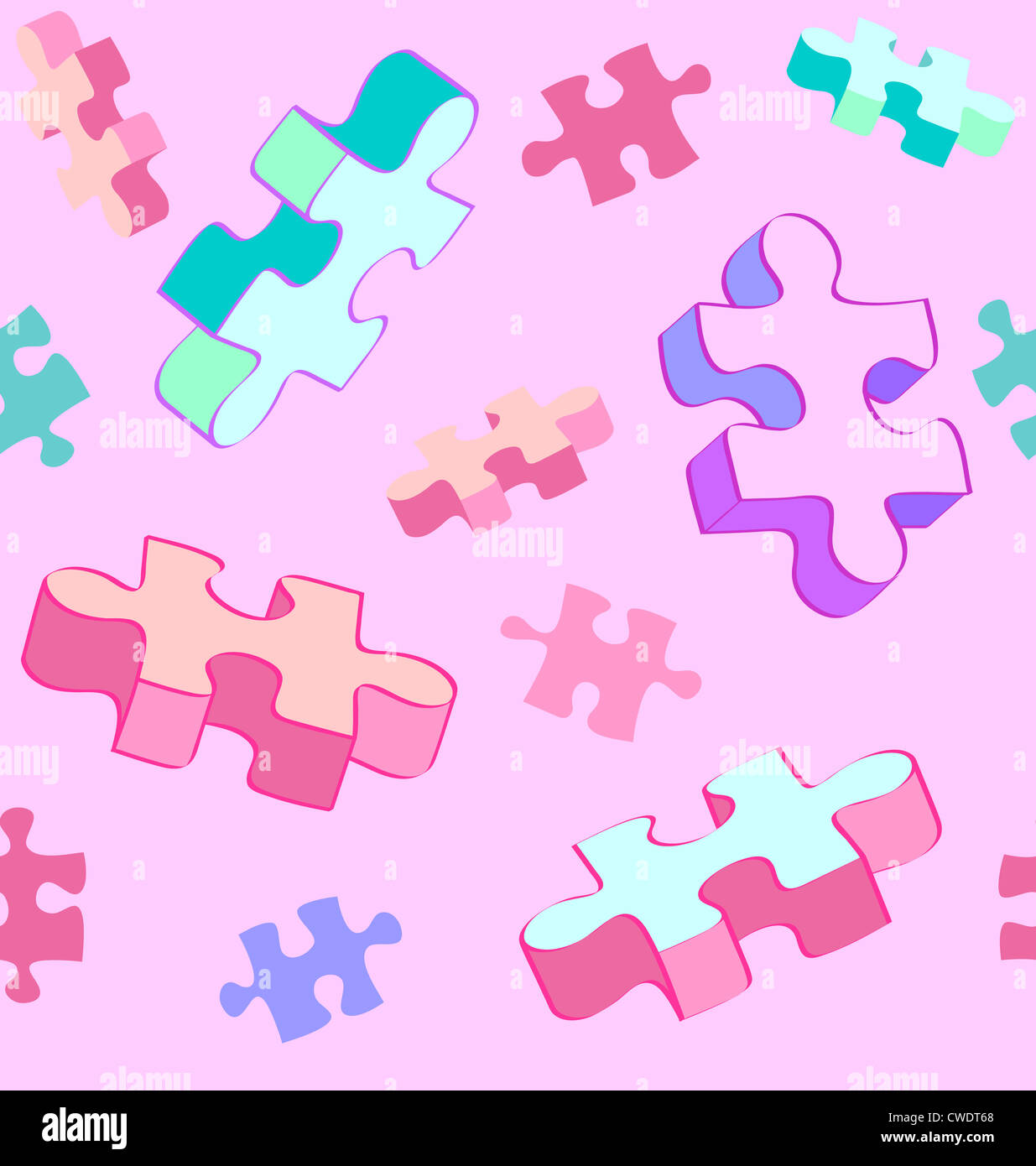 Swatch vectoriel continu de colorful wall-to-wall pièces de puzzle s'aligner parfaitement au papier peint ou l'arrière-plan. Banque D'Images