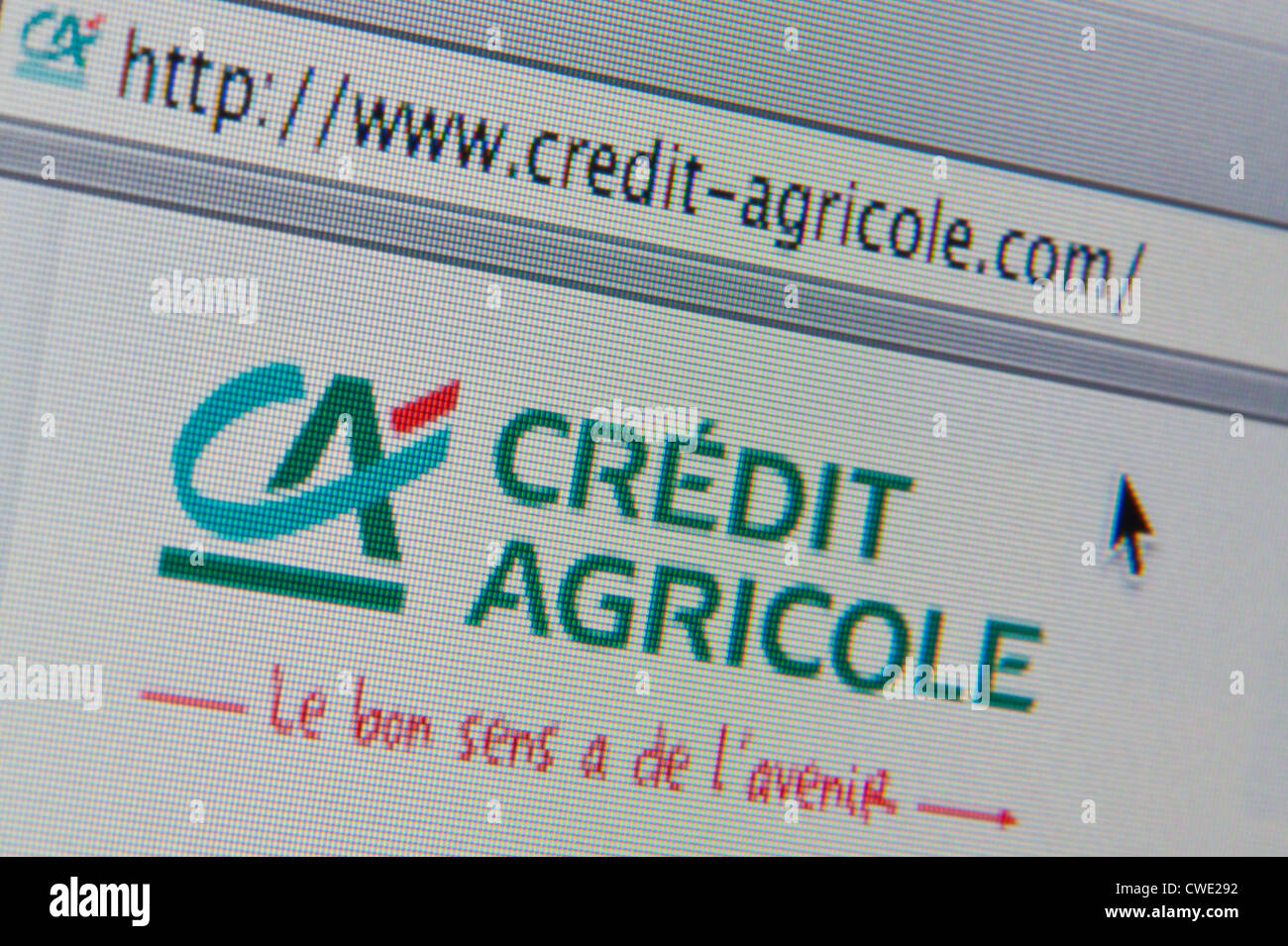 De près de l'logo Crédit Agricole comme vu sur son site web. (Usage éditorial uniquement : -Print, télévision, e-book et le comité éditorial du site). Banque D'Images