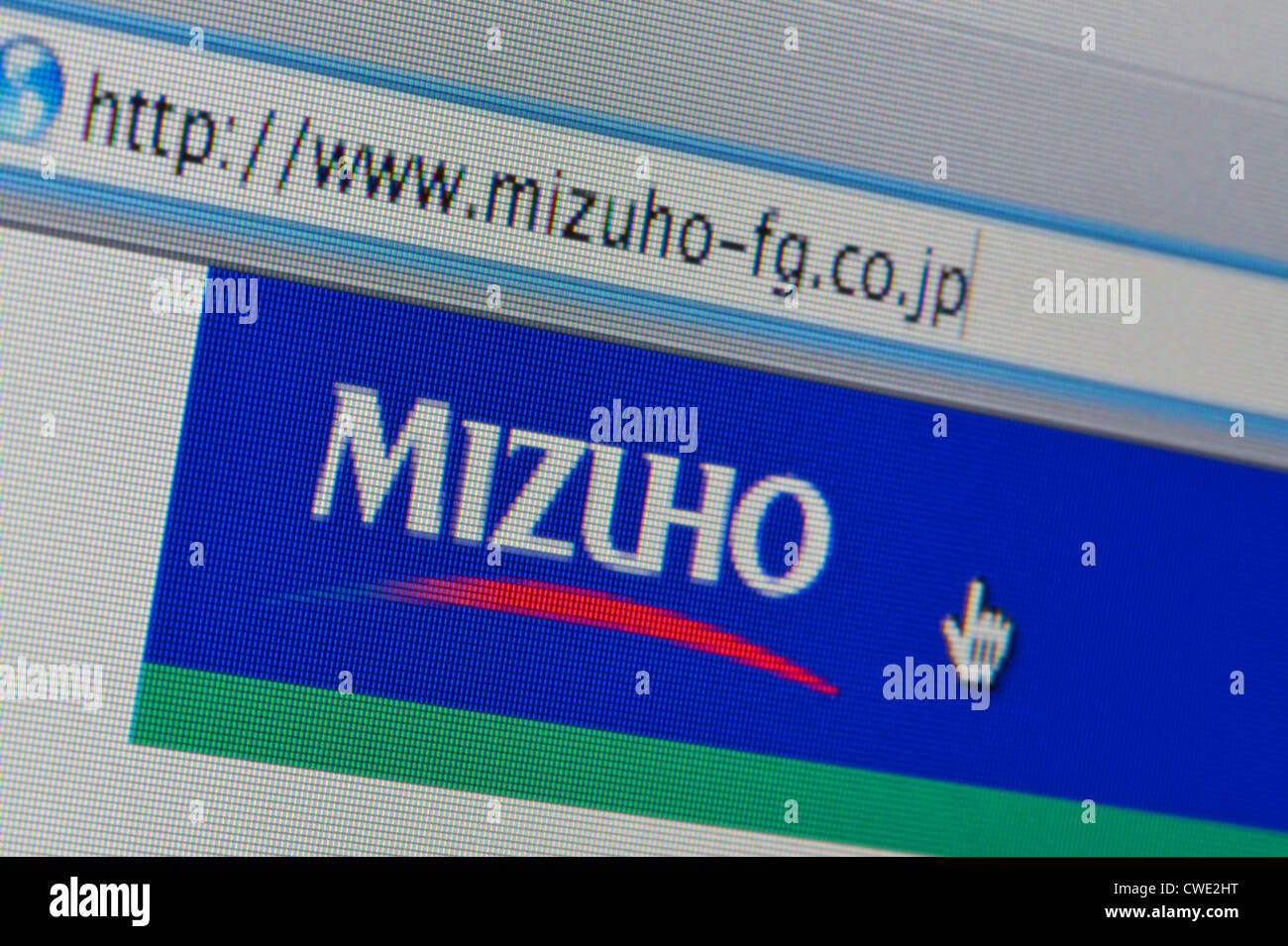 Close up de la Mizuho logo tel que vu sur son site web. (Usage éditorial uniquement : -Print, télévision, e-book et le comité éditorial du site). Banque D'Images