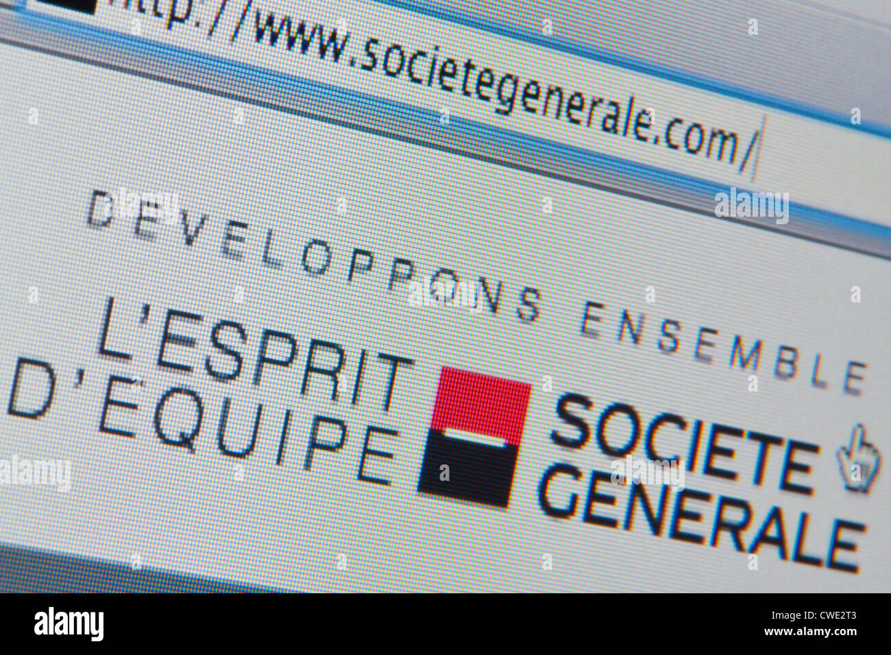Gros plan du logo de la Société Générale comme vu sur son site web. (Usage éditorial uniquement : -Print, télévision, e-book et le comité éditorial du site). Banque D'Images