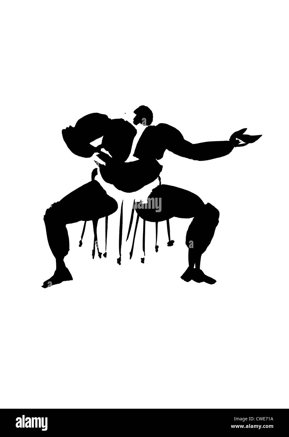 Wrestler pratiquant, illustration Banque D'Images