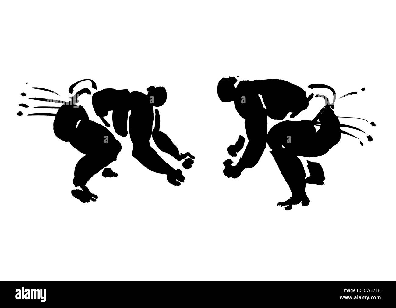 Deux combattants Au début d'un match Banque D'Images