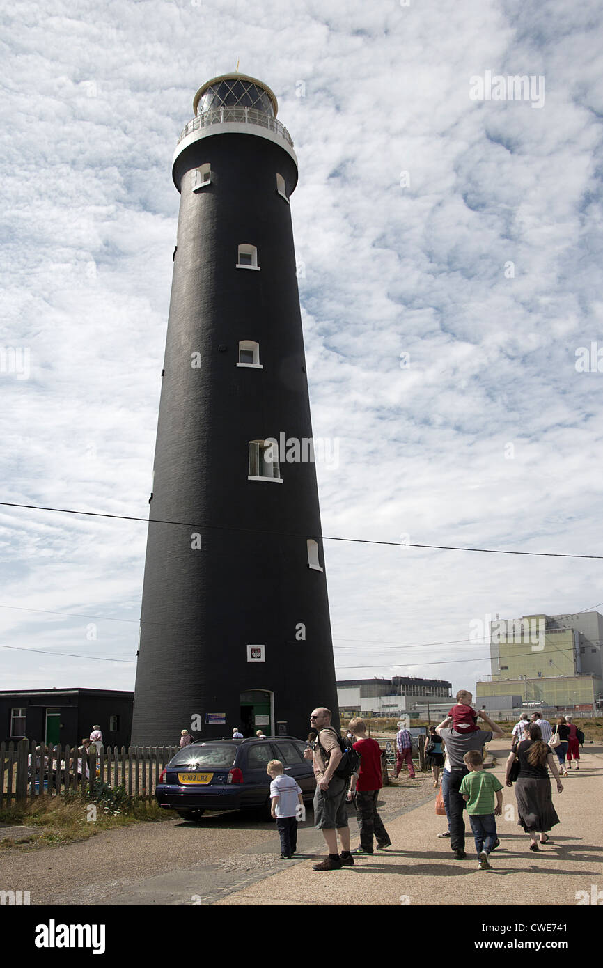 Le vieux phare une attraction touristique à Dungeness Kent England UK Banque D'Images