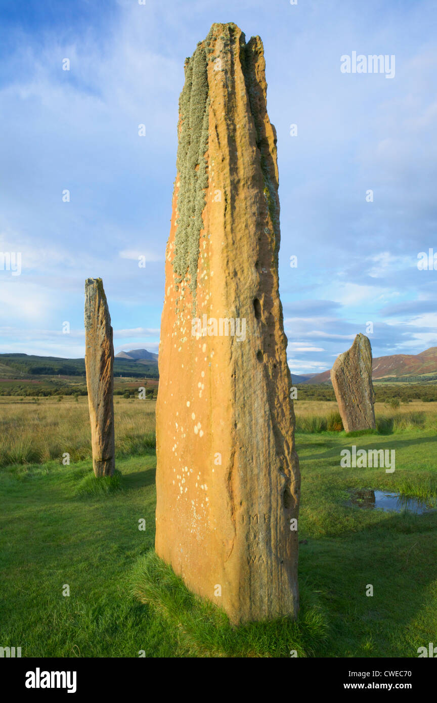 L'âge de bronze sur Machrie Moor stone circle, Isle of Arran, North Ayrshire, Ecosse, Royaume-Uni. Banque D'Images