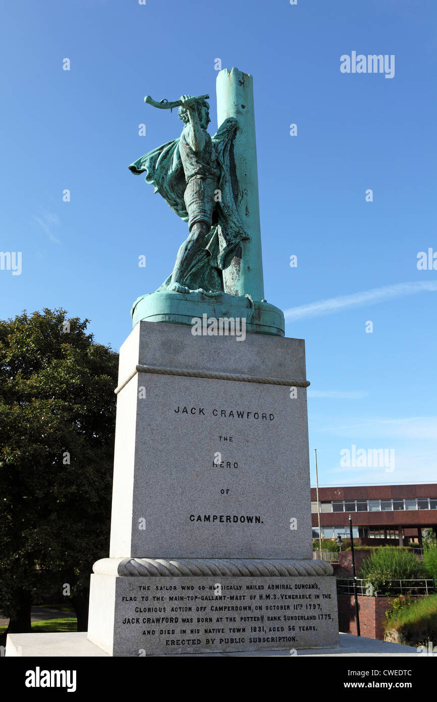 Mémorial à Jack Crawford à Sunderland, en Angleterre. Banque D'Images