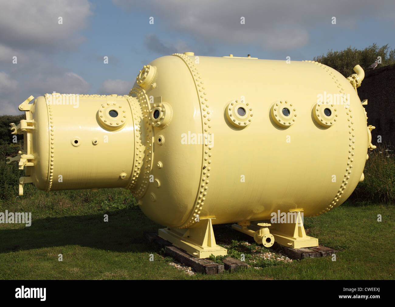 Début de chambre de décompression à la Musée de la plongée, Stokes Bay, Hampshire, Angleterre Banque D'Images