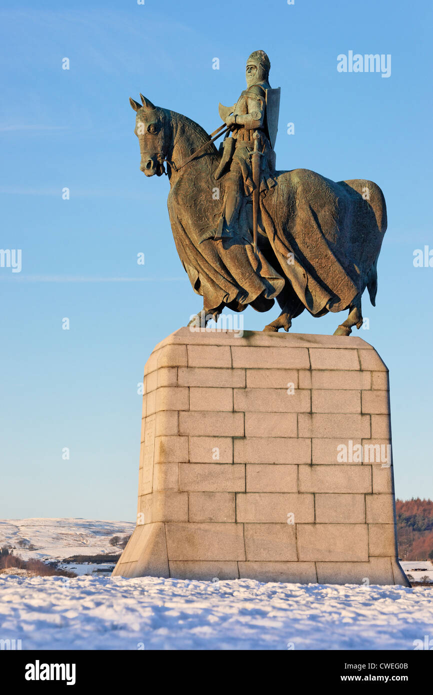 Statue du roi Robert the Bruce au Borestone, Bannockburn, Stirling, Ecosse, Royaume-Uni. Banque D'Images
