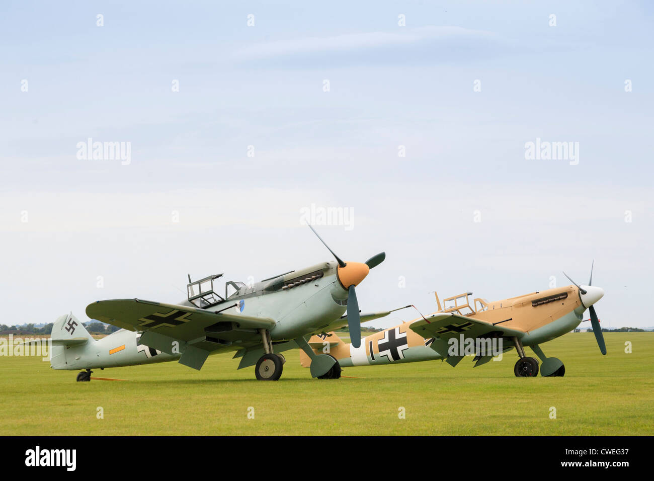 Paire de Messerschmitt BF 109 à Duxford air show Banque D'Images