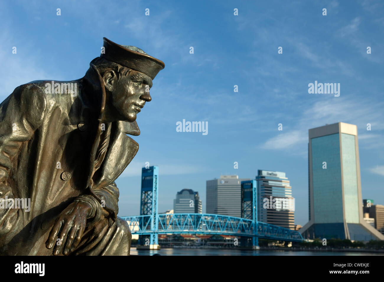 HOUND LIBERTY STATUE MARIN SOLITAIRE (©1987 STANLEY BLEIFELD) SAINT JOHNS RIVER SOUTH RIVER À PIED DU CENTRE-VILLE DE JACKSONVILLE FLORIDA USA Banque D'Images