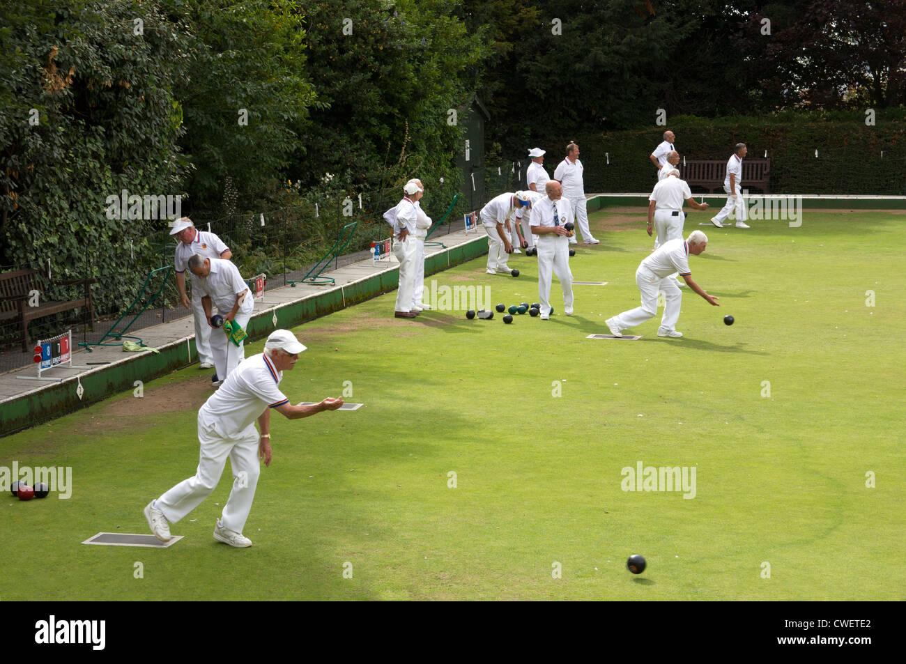 Bowling Bowling hommes à Whitstable Kent UK Banque D'Images
