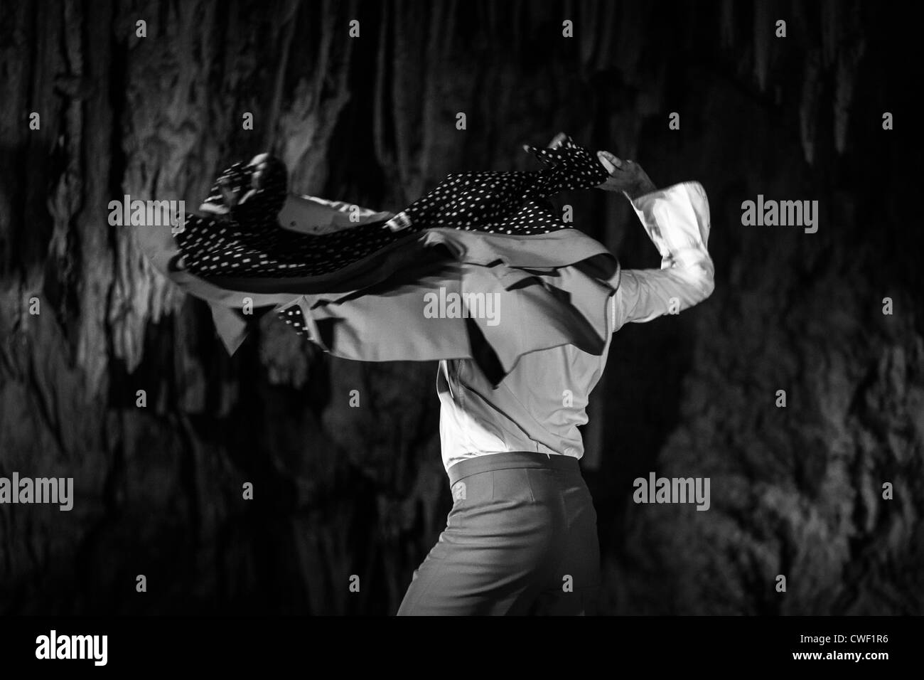 Les danseurs de flamenco de l'Antonio El Pipa collectifs de danse en spectacle dans les grottes de Nerja en Espagne en 2012. Banque D'Images