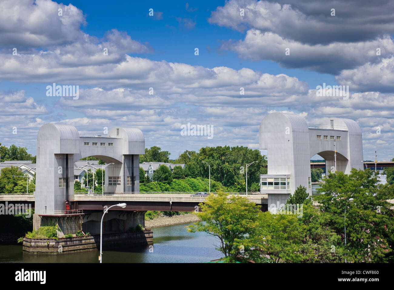 Green Island Bridge, un pont élévateur vertical sur le fleuve Hudson à Troy, New York State Banque D'Images