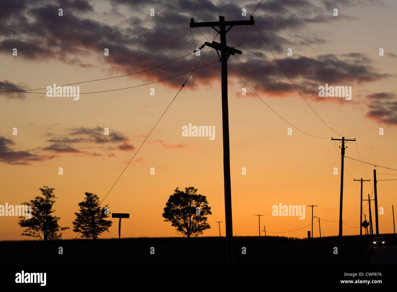 Coucher du soleil dans les pays du mont Palatin township, dans la vallée de la Mohawk, l'État de New York. Banque D'Images