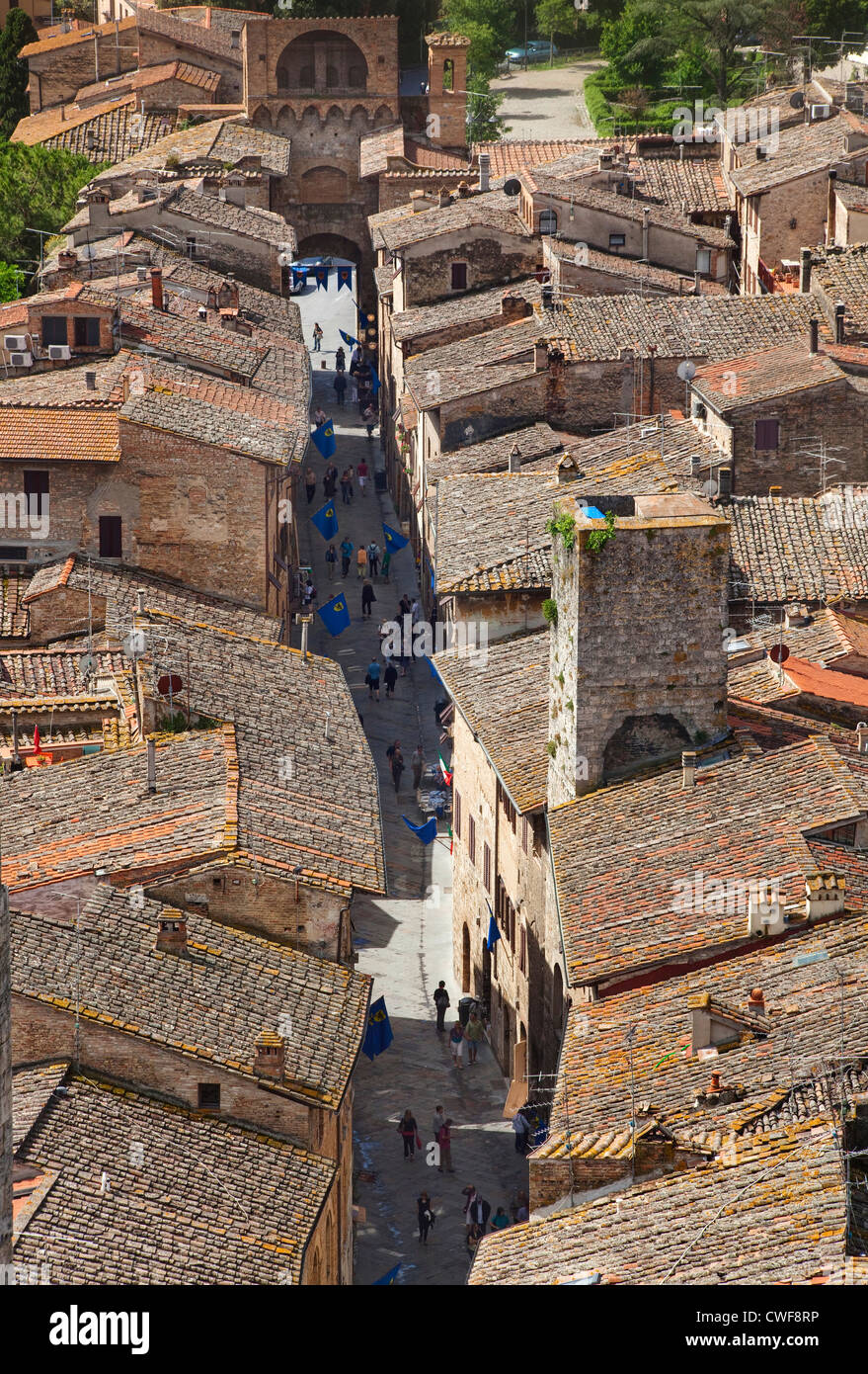 Des Toits, San Gimignano, Sienne, Toscane, Italie Banque D'Images