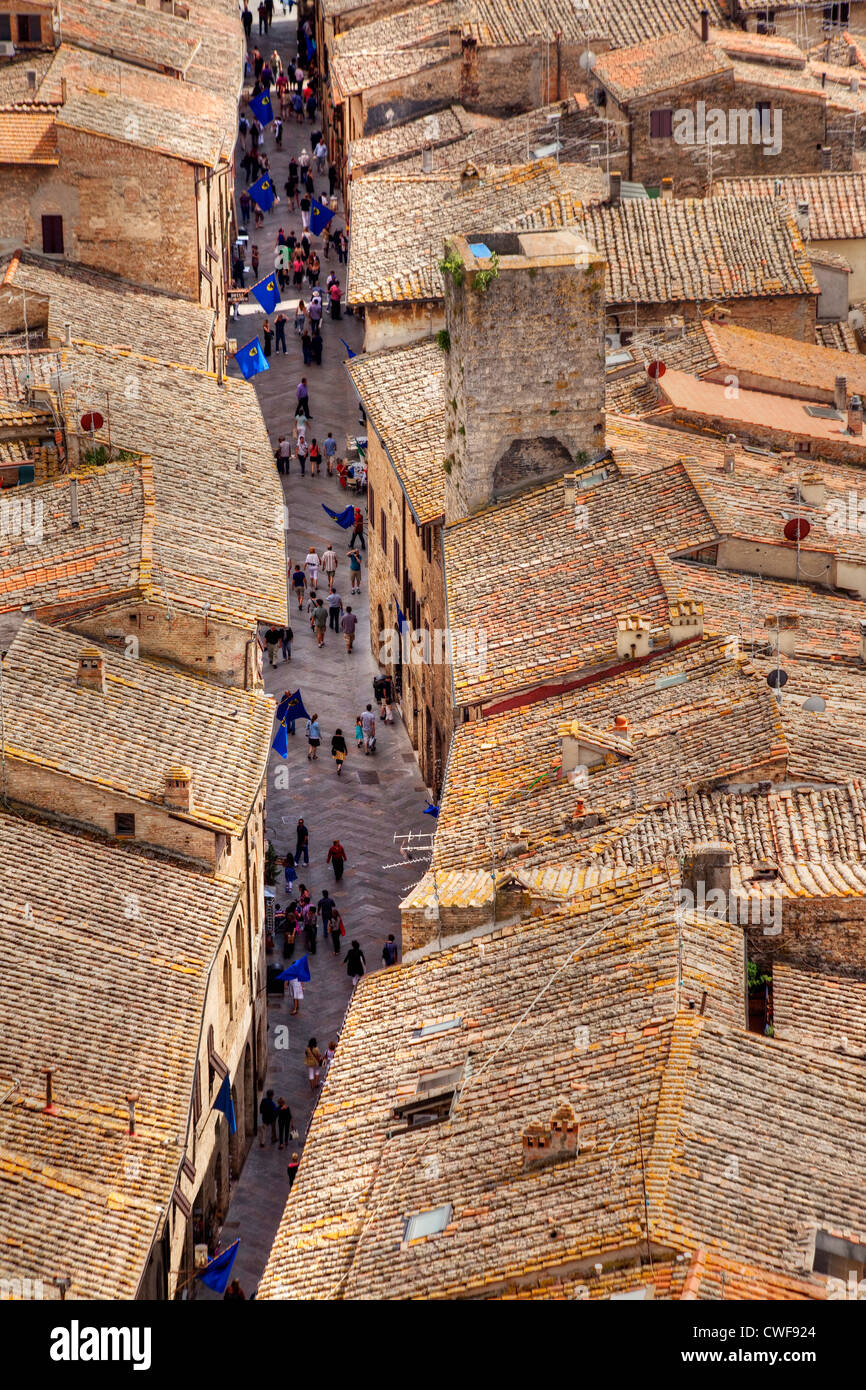 Des Toits, San Gimignano, Sienne, Toscane, Italie Banque D'Images
