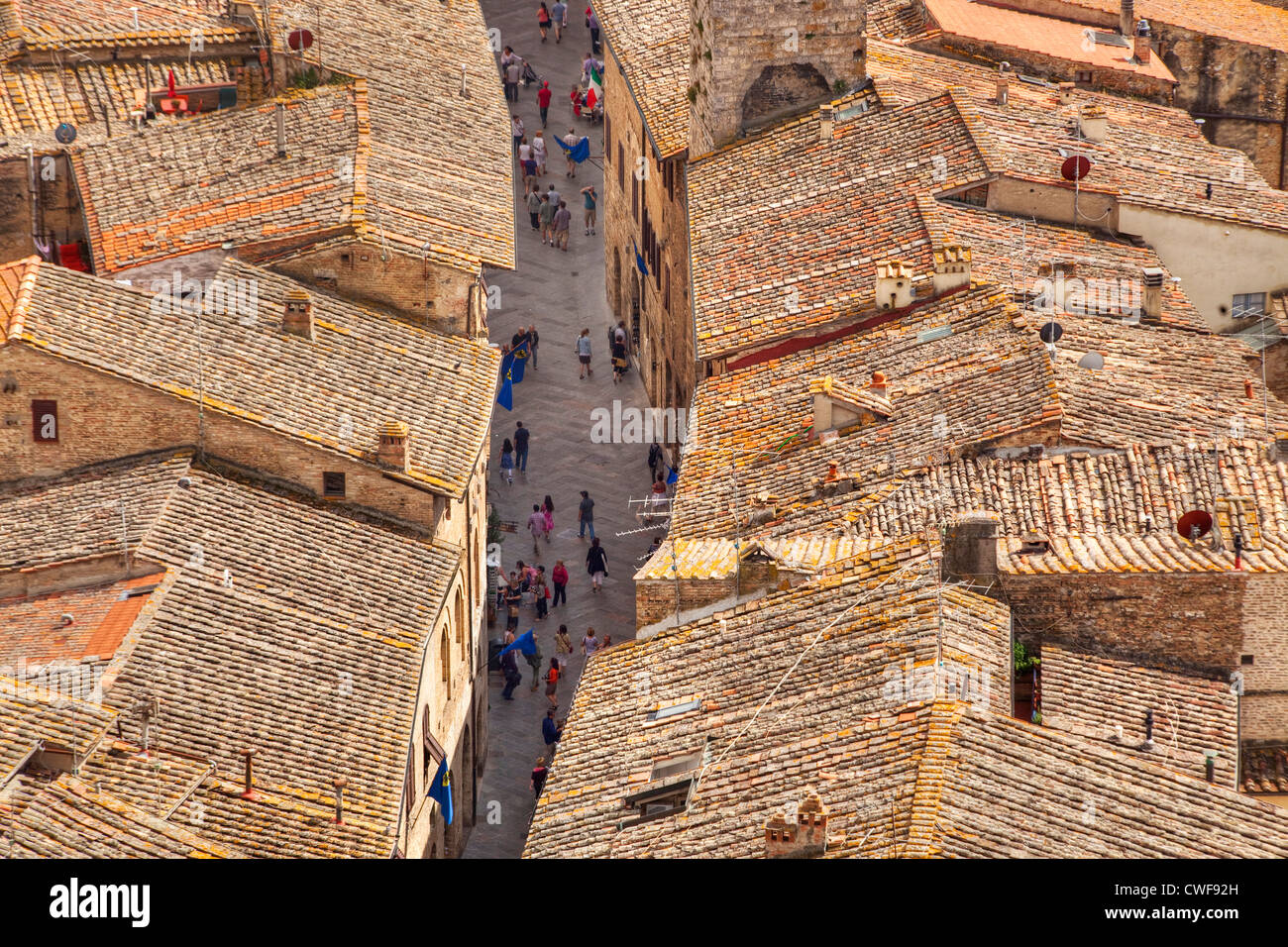 Des Toits, San Gimignano, Sienne, Toscane, Italie Banque D'Images