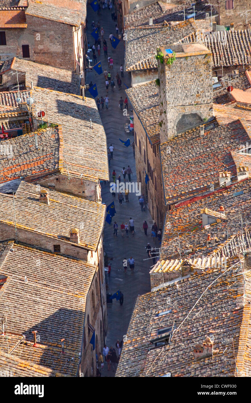 Des Toits, San Gimignano, Sienne, Toscane, Italie Banque D'Images