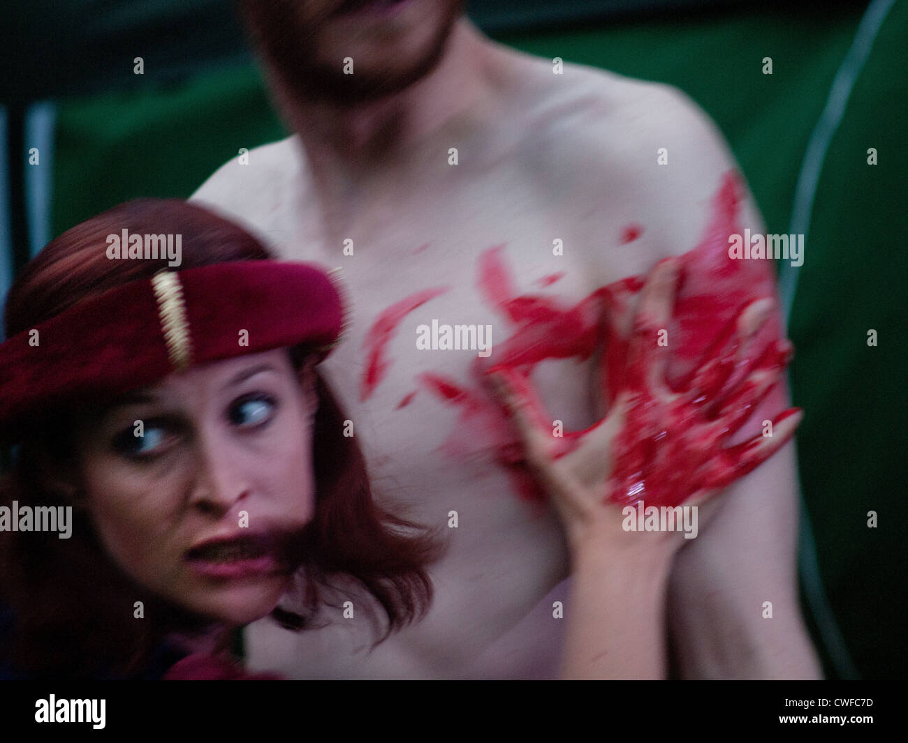Une production de théâtre amateur de Macbeth de Shakespeare. Banque D'Images