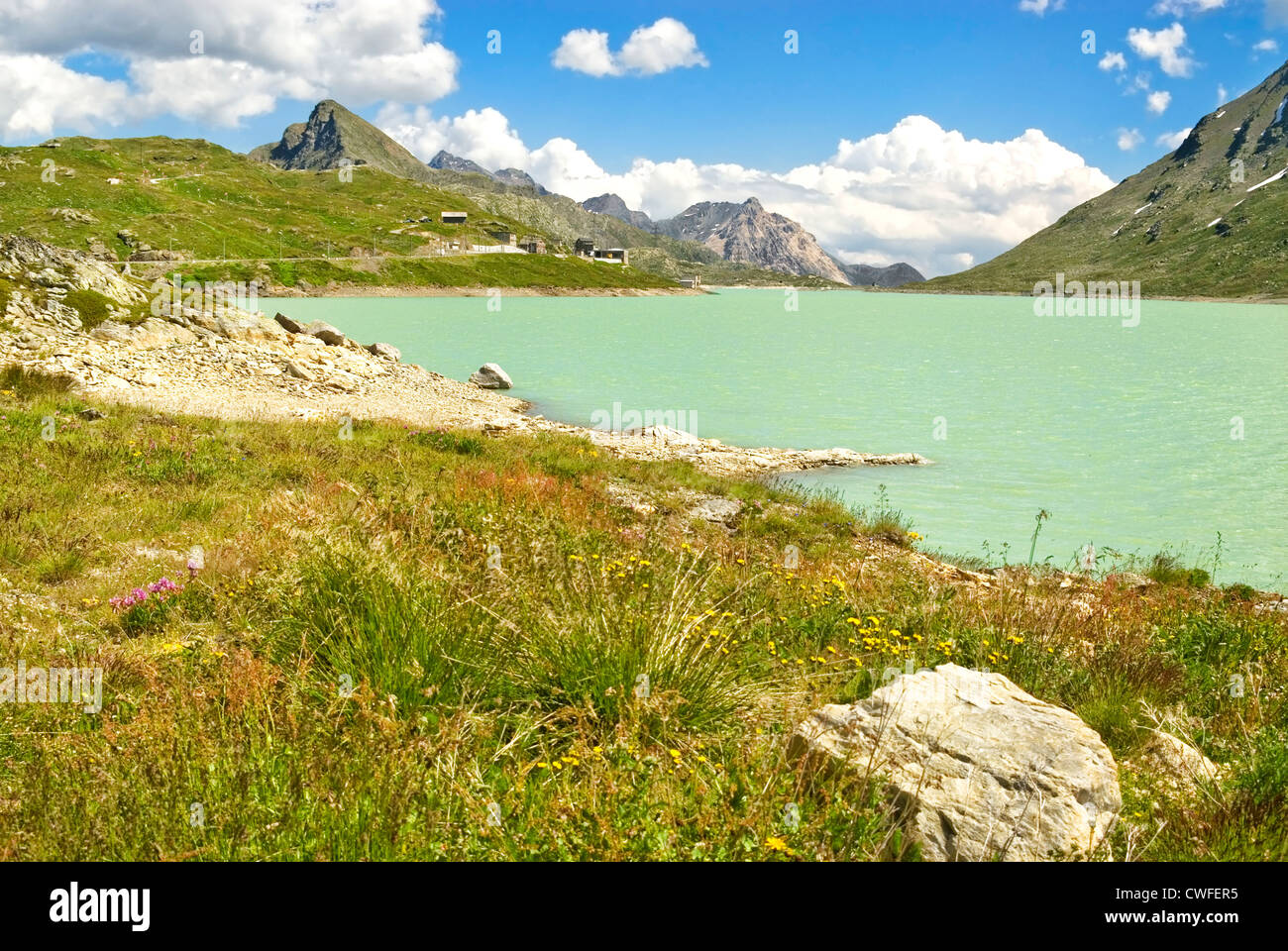 Paysage au Lago Bianco, col de la Bernina, Alpes suisses, Suisse Banque D'Images