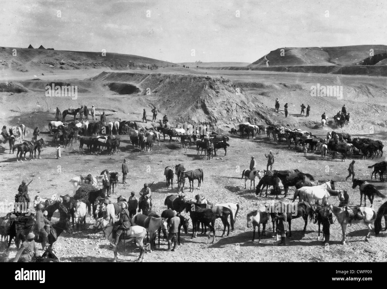 Tell-el-Sheria zone d'arrosage, Palestine, 1917 Banque D'Images