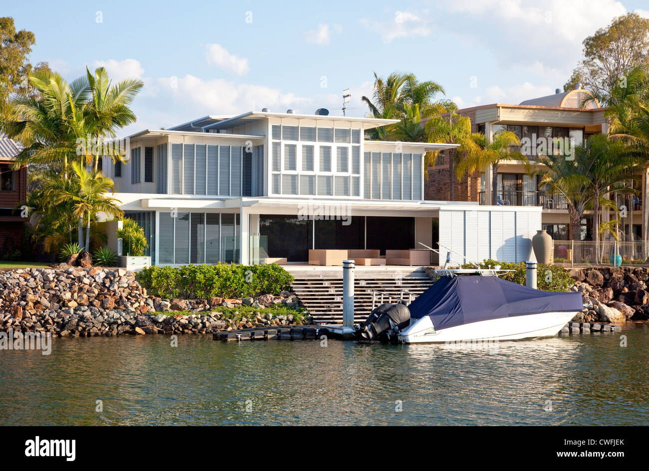 Appartement de luxe watefront, Noosa, Sunshine Coast, Queensland, Australie Banque D'Images