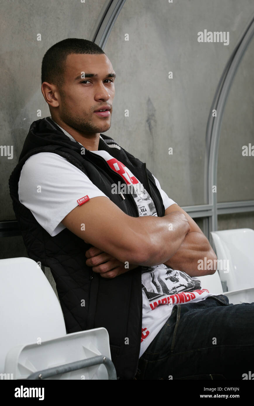 Steven Caulker, premier league defender en photo au Liberty Stadium de Swansea, où il a passé la saison 2011-2012 en prêt. Banque D'Images