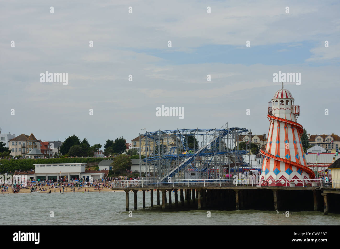 Helter Skelter sur Clacton Pier Banque D'Images