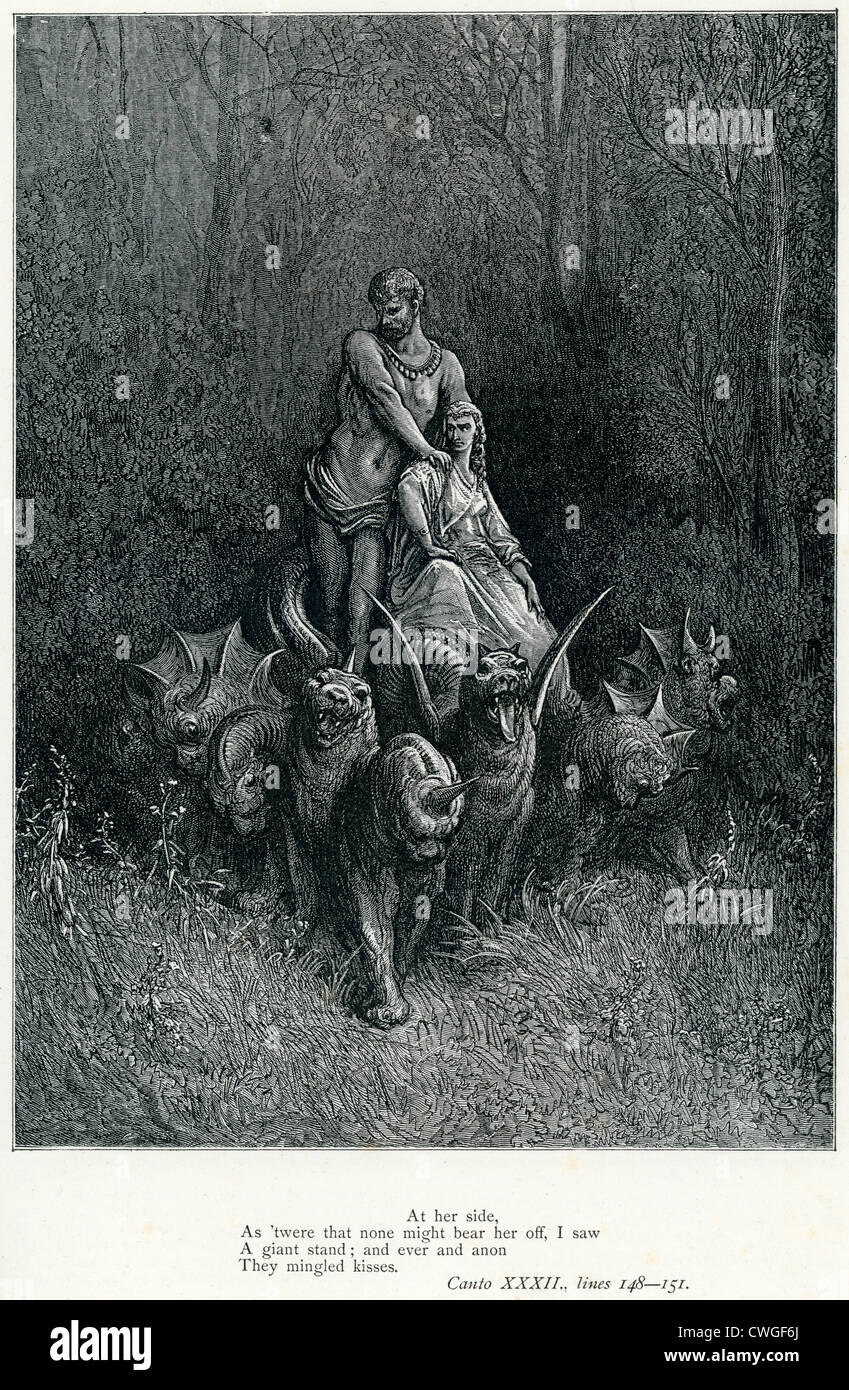 Illustration par Gustave Dore à partir de la Vision du Purgatoire et le Paradis de Dante Alighieri Banque D'Images