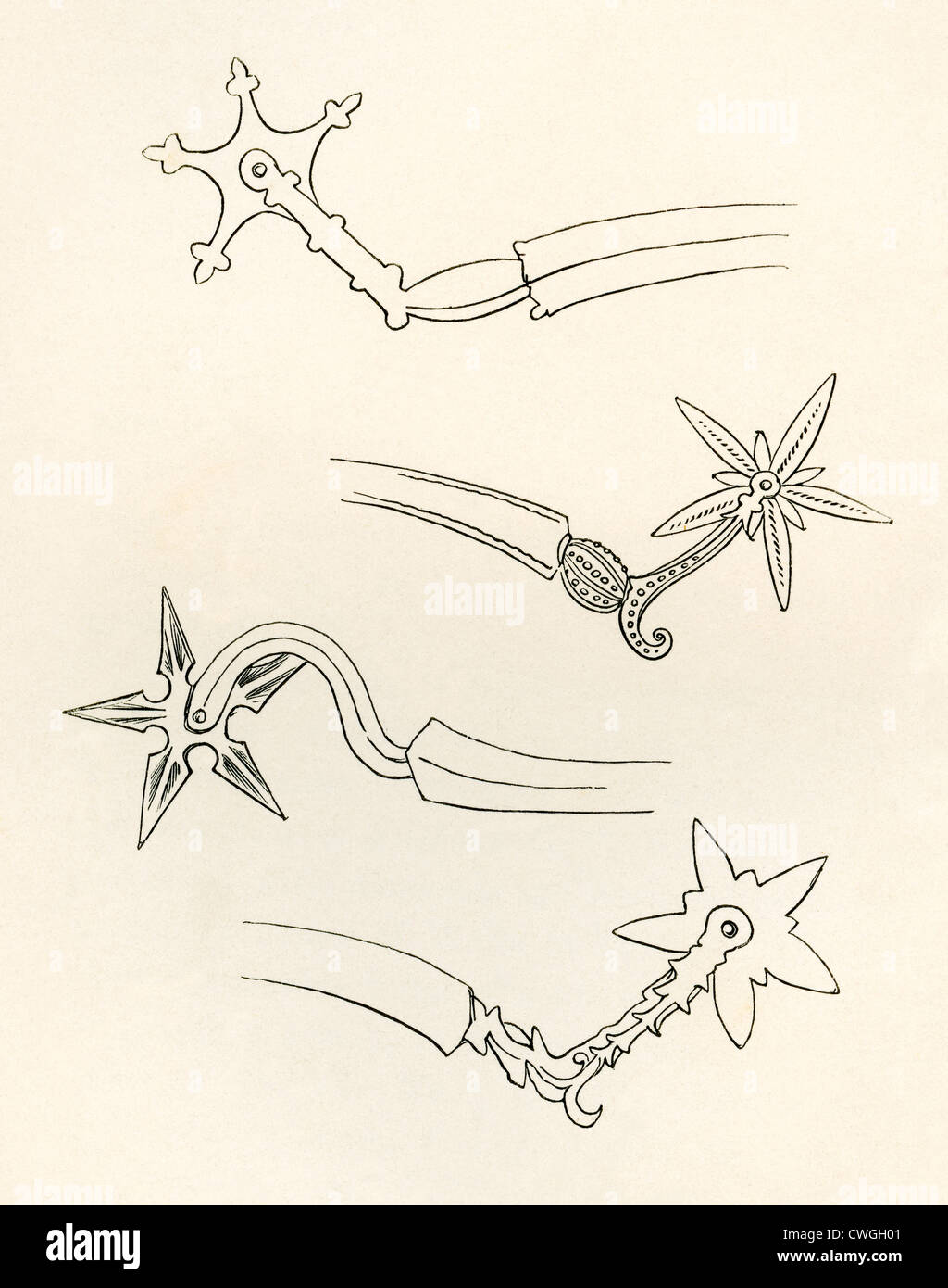 Divers spires datant de c. 1600. De l'Armée britannique : ses origines, son progrès et son équipement, publié en 1868. Banque D'Images