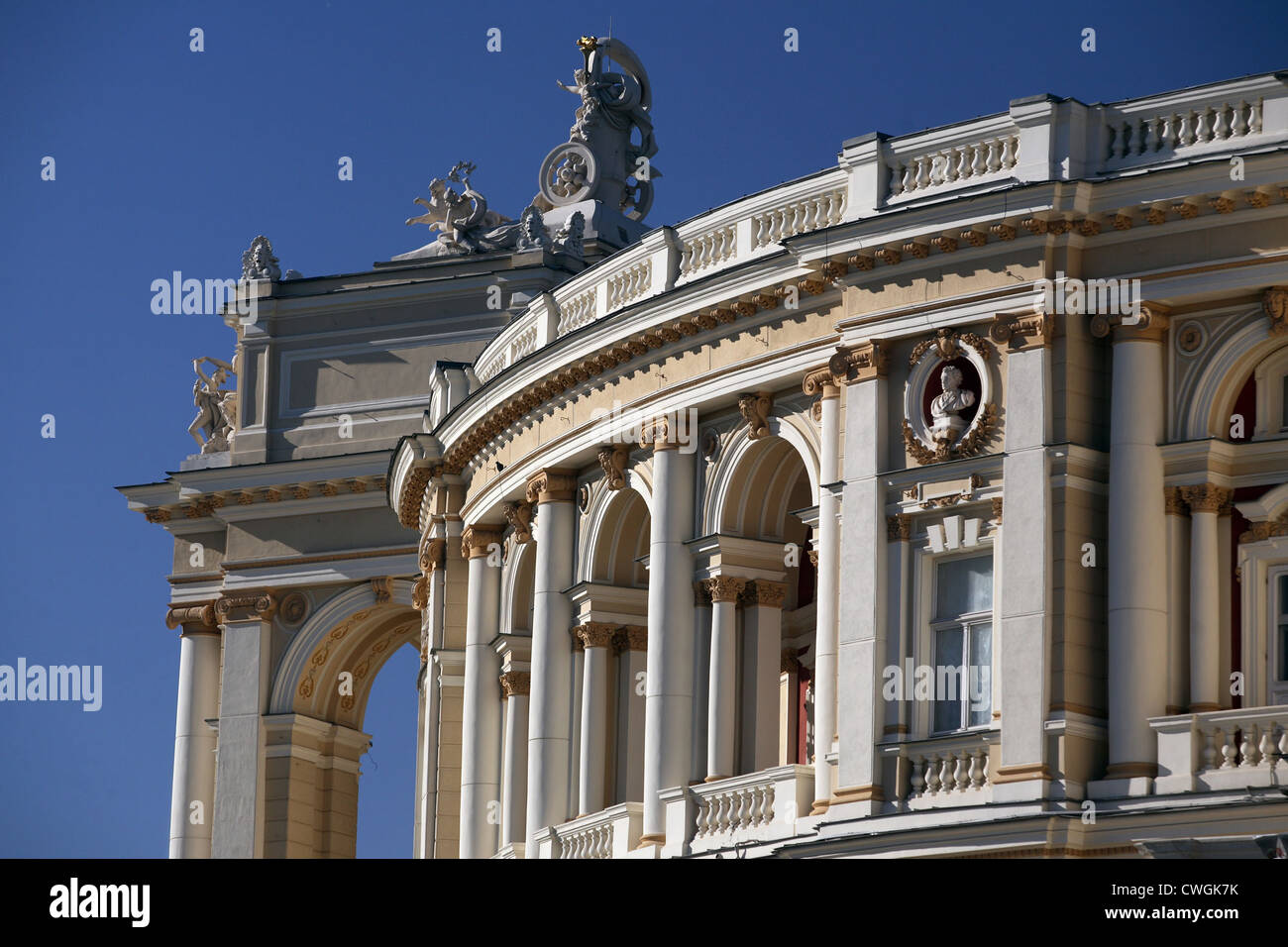 Odessa, détail de la façade de l'Opéra Banque D'Images