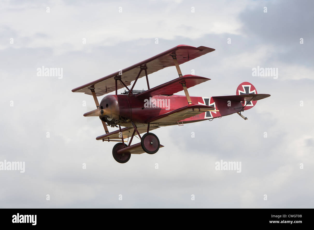 Fokker DR1 triplan de, ou triplan, reg. G-FOKK, à Little Gransden, Cambridgeshire Banque D'Images