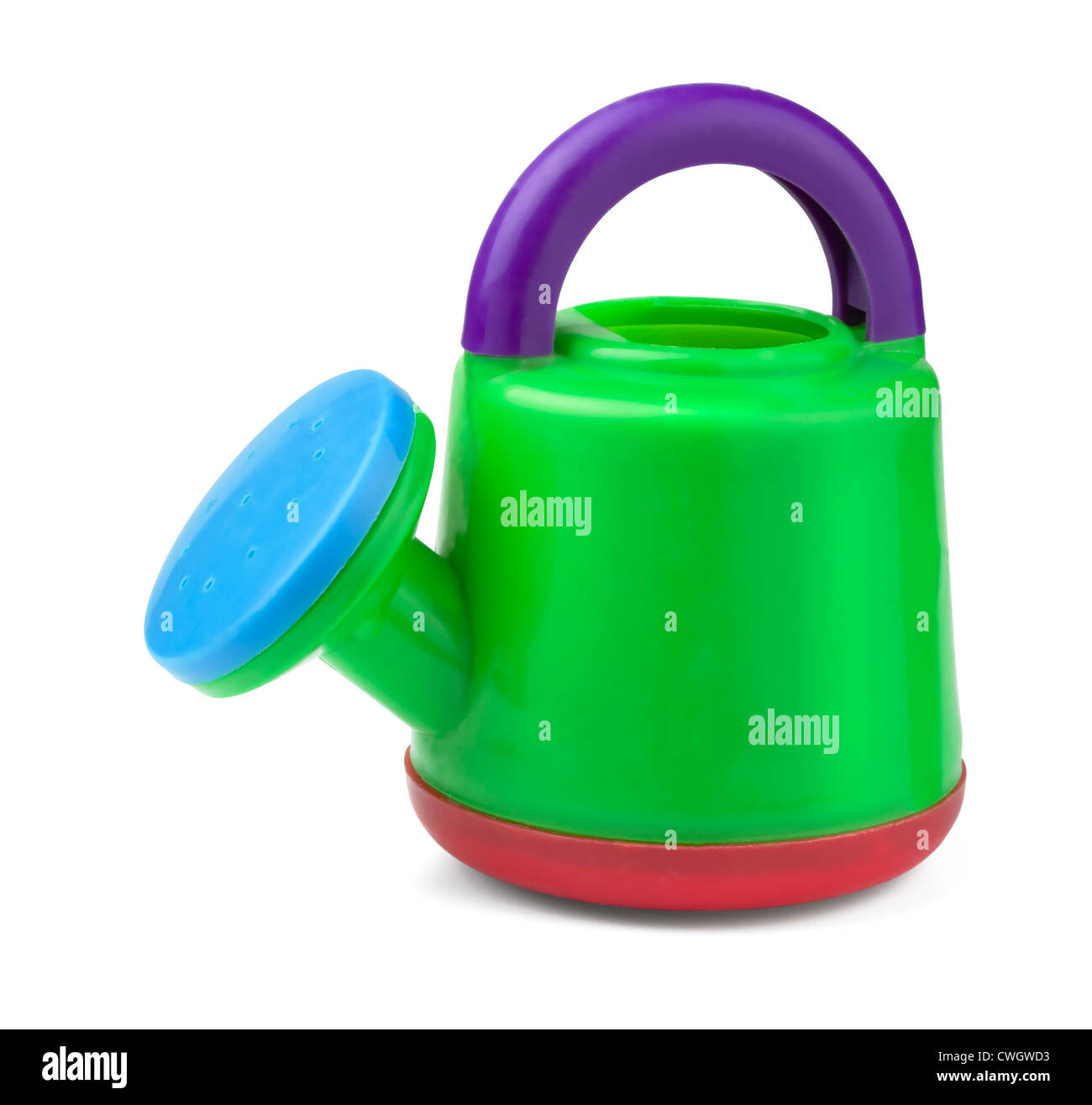 Arrosoir plastique de l'enfant isolé sur blanc Banque D'Images