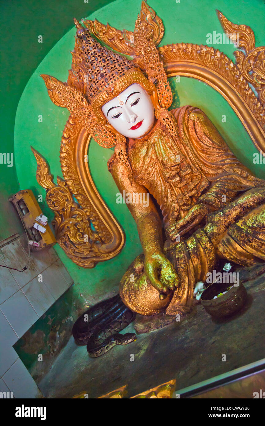 LABAMUNI YADANA HSU TAUNG PYE PAYA ou le serpent dans la pagode PALEIK est célèbre pour ses PYTHONS BIRMANS sacré - MANDALAY, MYANMAR Banque D'Images