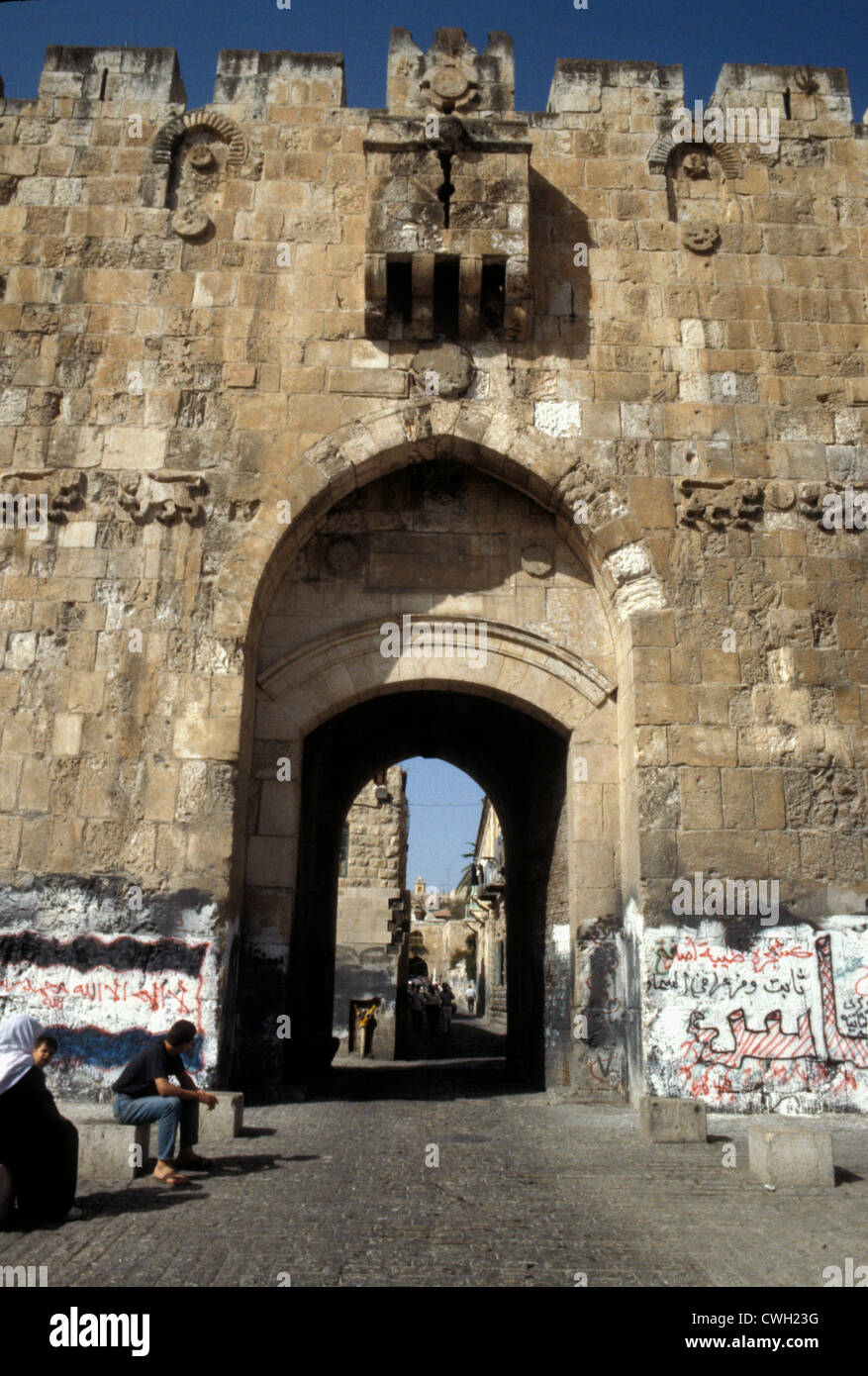16e siècle Lion Gate, ottomane, Jérusalem Banque D'Images
