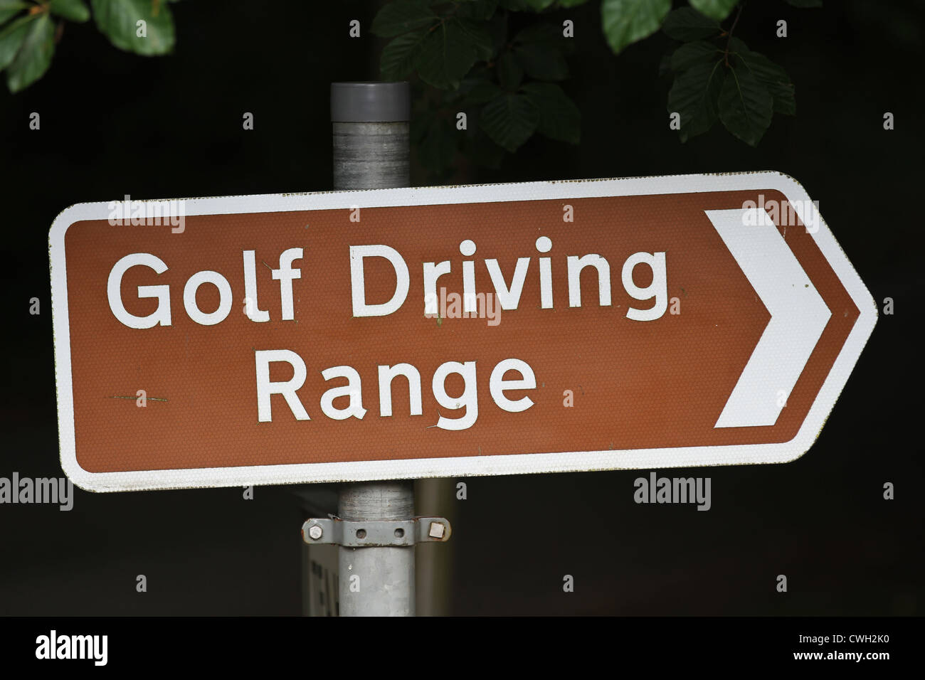 Golf practice de golf Inscription Panneau Touristique Banque D'Images
