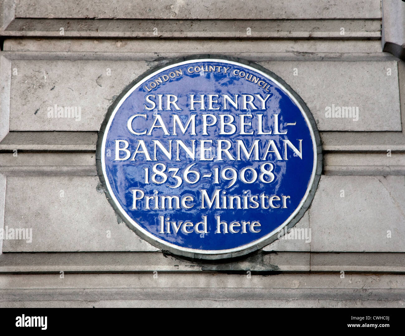 Blue plaque pour Sir Henry Campbell-Bannerman, ancien Premier Ministre, Londres SW1 Banque D'Images