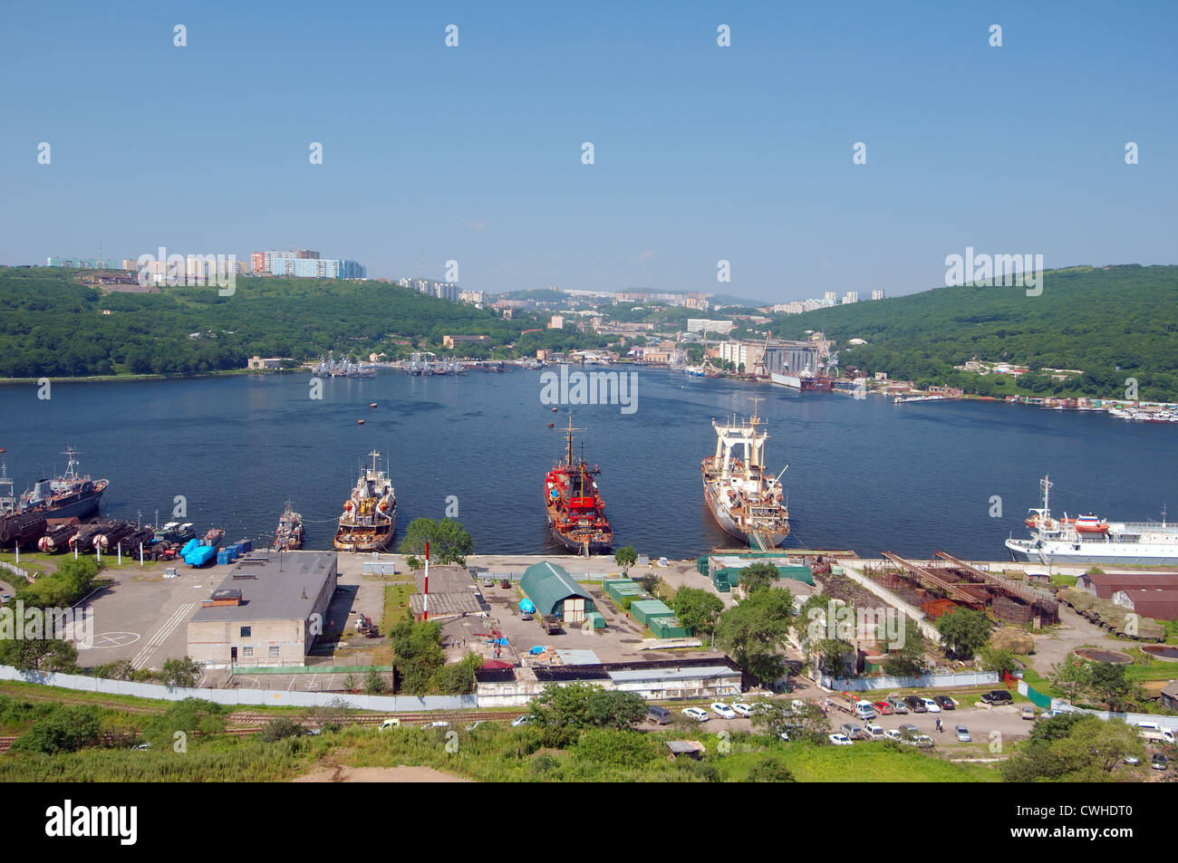 Port, Vladivostok, en Extrême-Orient, Primorsky Krai, Fédération de Russie Banque D'Images