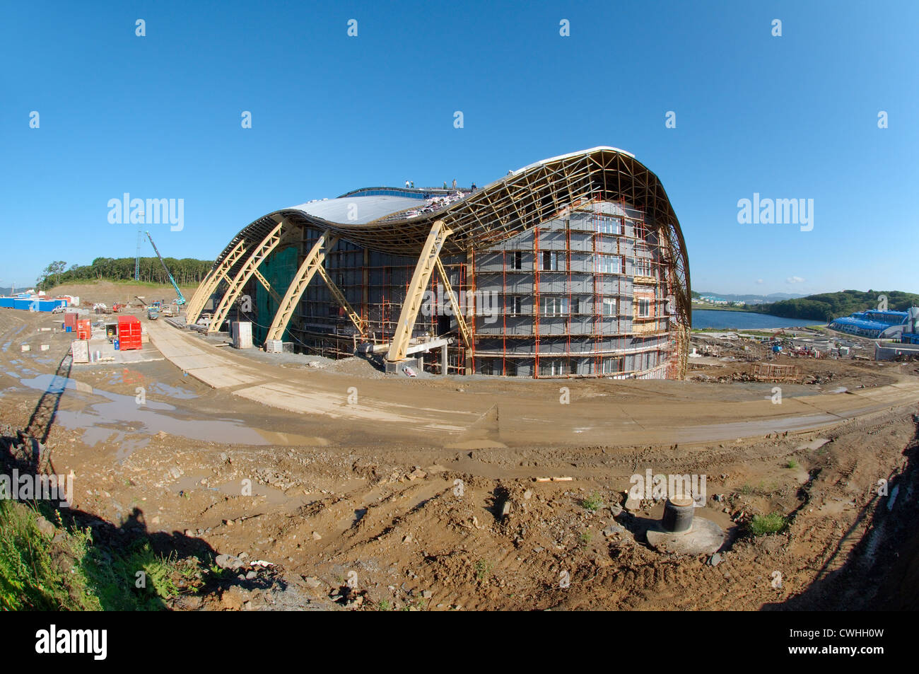 La construction de la plus grande dans l'océanarium de la CEI. L'Île Russky, Vladivostok, l'Extrême-Orient, Primorsky Krai, Fédération de Russie Banque D'Images